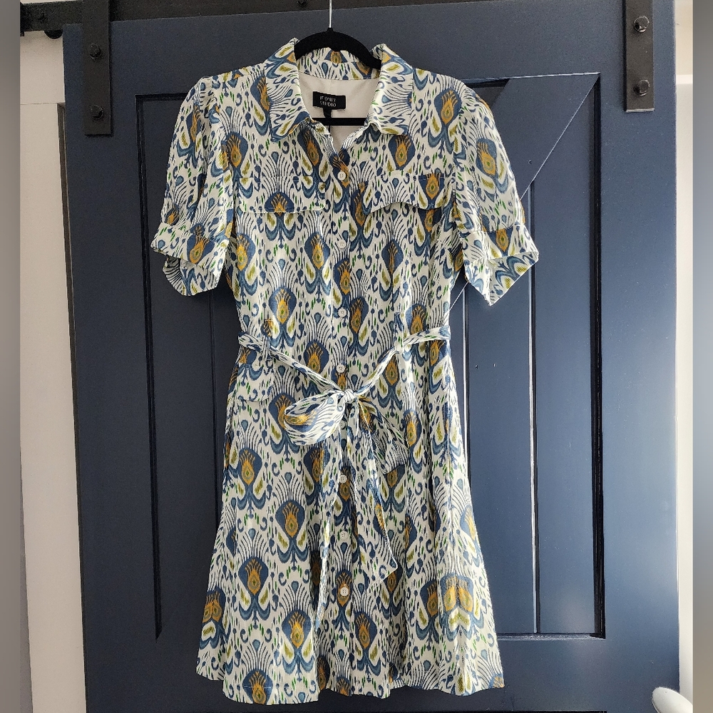 If Only Studio Ikat-Inspired Linen Mini Dress Size 12 - **NWT**